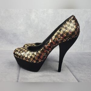 Nine West embellished platform Sequins evening party Women's heels Size 9.5M